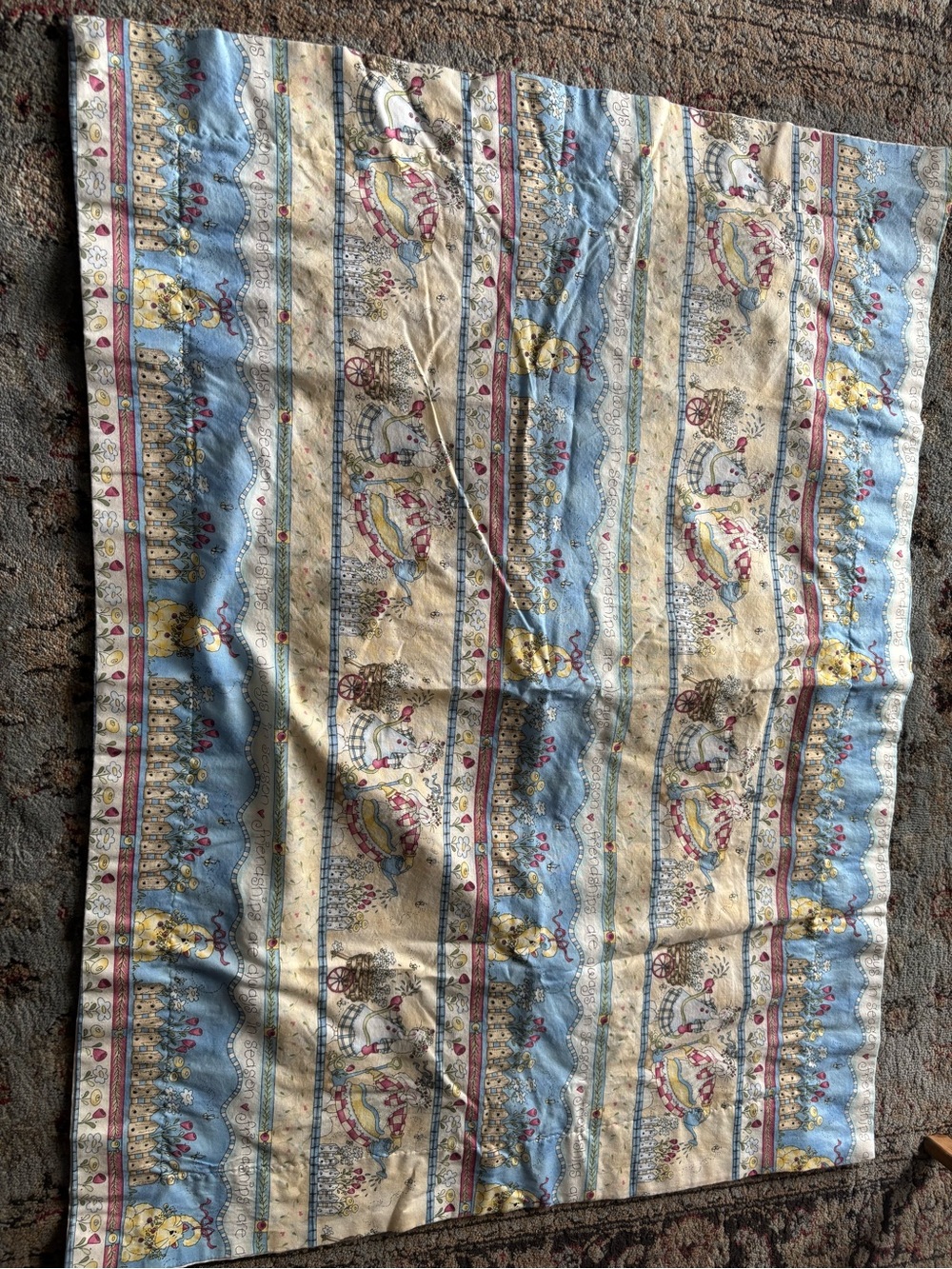 2 VTG Cottagecore Cat/Bunny Shams Pillowcases Garden Theme